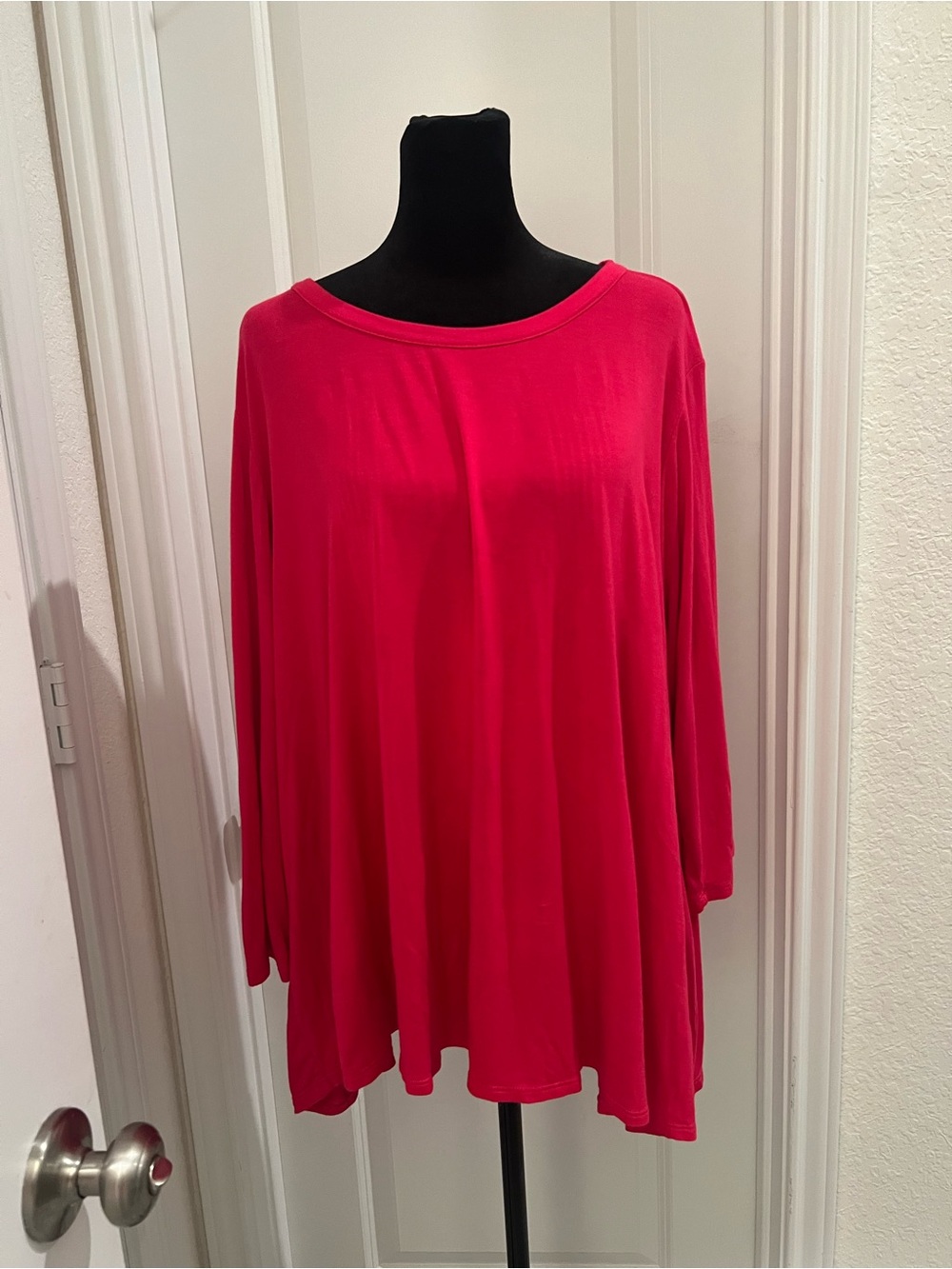 Kim & Cami 3X Fuchsia Pink Long Sleeve Button Back Tunic Top
